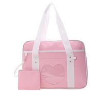 ARVALOLET Ita Bag Heart Japane Bag Cute Women C Heart Patchwork Kawaii Lar Shoulr Bag Canvas Women Laptop Tote Travel Bag Anime School Bag Jk Bag Duffle Pue