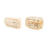 ARVALOLET Large Pencil Case for Girls, Cute Kawaii Pencil Box, Portable Pencil Bag for School Office Supplies, White + yellow, Soft Bag, Hard Bag