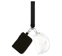 ARVALOLET Mini Wristlet Purse for Women Detachable Keychain Dual Pouch PU Leather Card Holder Coin Pocket, black, PVC, Fashion