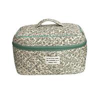 ARVALOLET Portable Travel Makeup Bag Cotton Toiletry Bag Floral Multifunctional Women Girls Purse for Travel Home, Green Flowers, 180.00x80.00x70.00mm/7.09x3.15x2.76inch, Casual