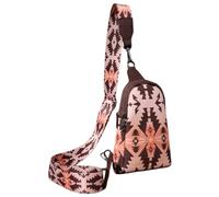 ARVALOLET Women's Bohemian Style Chest Bag Multipurpose Canvas Vintage Shoulder Bag Adjustable Strap Geometric Pattern Shoulder Bag Outdoor Travel Bag, brown, standard size, Fashion