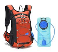 Arvano Hydration Backpack Cycling Rucksack 15L Lightweight Running Backpack With Water Bladder 2L, Insulated Compartment, for Hiking, Mountain Biking, Skiing for Men Women (Orange, One Size)