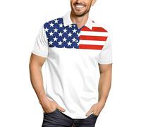 Arvilhill Men's American Flag Polo Shirt 4th of July Short Sleeve Golf Shirt, White - Red White and Blue, XL