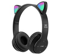 arVin Wireless Kids Headphones, Bluetooth Kids Headset with 85/94 dB Volume Limiter, Wired Children Earphones with Microphone/LED Cat Ear light for Learning/Travelling/Games(Black)