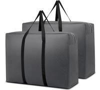 ARVINKEY 110L Large Storage Bags with Zips, 2 Pack Under Bed Storage Organsier Duvet Storage Bag King Size for Bedding Clothes Laundry Packing Moving, Grey