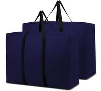 ARVINKEY 110L Large Storage Bags with Zips, 2 Pack Under Bed Storage Organsier Duvet Storage Bag King Size for Bedding Clothes Laundry Packing Moving, Blue