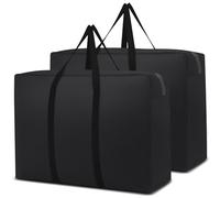 ARVINKEY 110L Large Storage Bags with Zips, 2 Pack Under Bed Storage Organsier Duvet Storage Bag King Size for Bedding Clothes Laundry Packing Moving, Black
