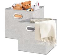 ARVINKEY 2 Pack Foldable Storage Boxes, 20L Non-Woven Fabric Storage Cubes with Handles, Collapsible Storage Cube Basket Organiser Bins Containers for Toys, Books, Closet, Home, Office