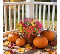 ARVINKEY Artificial Flowers Faux Plants for Outdoor Indoor Garden Home Decoration, 12 Bundles Silk Colorful Daisy UV Resistant with Eucalyptus Leaves Fake Plants Greenery for Porch Patio Home Yard