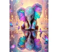 ARVINKEY DIY 5D Diamond Painting Kit, Full Drill Paint by Numbers Embroidery Cross Stitch Arts Craft Canvas, Elephant Rhinestone Crystal Drawing Gift for Adults Kids, 16"X12"
