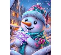 ARVINKEY DIY 5D Diamond Painting Kit, Full Drill Paint by Numbers Embroidery Cross Stitch Arts Craft Canvas, Cute Snowman Rhinestone Crystal Drawing Gift for Adults Kids, 16"X12"