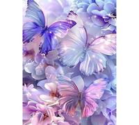 ARVINKEY DIY 5D Diamond Painting Kit, Full Drill Paint by Numbers Embroidery Cross Stitch Arts Craft Canvas, Butterfly Flowers Rhinestone Crystal Drawing Gift for Adults Kids, 16"X12"