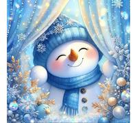 ARVINKEY DIY 5D Diamond Painting Kit, Full Drill Paint by Numbers Embroidery Cross Stitch Arts Craft Canvas, Smiling Snowman Rhinestone Crystal Drawing Gift for Adults Kids, 12"X12"