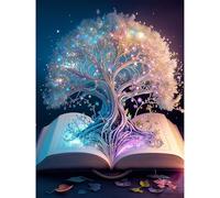 ARVINKEY DIY 5D Diamond Painting Kit, Full Drill Paint by Numbers Embroidery Cross Stitch Arts Craft Canvas, Book Tree Rhinestone Crystal Drawing Gift for Adults Kids, 16"X12"