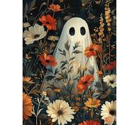 ARVINKEY DIY 5D Halloween Diamond Painting Kit, Full Drill Paint by Numbers Embroidery Cross Stitch Arts Craft Canvas, Flowers Ghost Rhinestone Crystal Drawing Gift for Adults Kids, 16"X12"