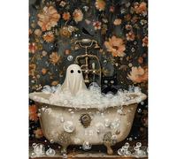 ARVINKEY DIY 5D Halloween Diamond Painting Kit, Full Drill Paint by Numbers Embroidery Cross Stitch Arts Craft Canvas, Bathtub Ghost Rhinestone Crystal Drawing Gift for Adults Kids, 16"X12"