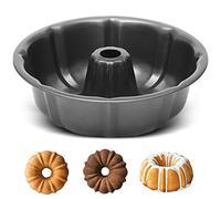 ARVINKEY Fluted Ring Cake Tin, Nonstick & Leakproof Carbon Steel Round Cake Pan Tray, 24cm/9.45in Baking Moulding Tin for Baking Cake Bread, Black