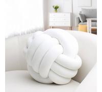 ARVIONA Soft Knot Ball Pillows, Round Ball Cushion Pillows, Kids Room Decoration Plush Pillow Girl Photography Props, Throw Knotted Pillow Handmade. (White 14,28cm)