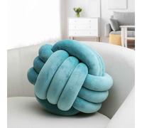ARVIONA Soft Knot Ball Pillows， Round Ball Cushion Pillows, Kids Room Decoration Plush Pillow Girl Photography Props， Throw Knotted Pillow Handmade. (Darkcyan 125,22cm)