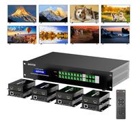 Arvitek 4K 8 in 16 Out HDMI Extender Matrix with Web GUI, HDMI Matrix Splitter/Switcher 4K@60Hz Over CAT6/7 Cable with IR Control, RS-232, 8 x Loop Out & 8 x Receivers Included, Up to 230 Ft(70m)