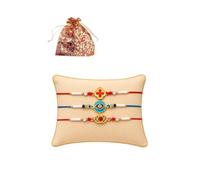 Arvnika Rakhi, Beautiful bracelet for brother wiith Evil eye unique design, Multicolor stones, Rakhi Gift for loving Sibling/Brother, Sister, Father, family, Set of 3.