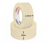 ARVO Masking Tape for Painting - 50 mm x 50 m Decorators Painters Tape | Medium-High Adhesion, Crepe Paper for Walls, Trim & Multi-Surface Indoor Decorating - Pack of 2