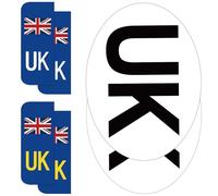 ARVO UK Car Stickers - 2 Oval + 4 Number Plate Stickers | Waterproof & EU Travel Approved