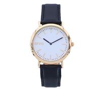 Arvo White Face Gold Time Sawyer Watch, Black Leather Band