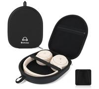 ARVOK Headphone Case Super-Slim PU Hard Shell for Sony/JBL/Bose/Soundcore Anker/BERIBES/KVIDIO/TOZO/JLab Over-Ear Headphones, Universal Travel Portable Bag with Adhesive Hook,Black