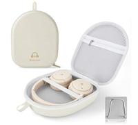 ARVOK Headphone Case Super-Slim PU Hard Shell for Sony/JBL/Bose/Soundcore Anker/BERIBES/KVIDIO/TOZO/JLab Over-Ear Headphones, Universal Travel Portable Bag with Adhesive Hook,Beige