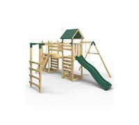 (Arvon) Rebo Double Tower Climbing Frame with Flexible Bridge, Swing & Slide