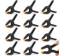 Arvoni 12 PCS 3 Inch Spring Clamps Heavy Duty, Adjustable Plastic Clamps, Adjustable Jaw Opening Spring Clips Clamps for Woodworking, Photography Studios, Outdoor, Orange