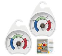 Arvoni 2 Pcs Fridge Thermometer, Freezer Thermometer 52mm Dial, Colour Coded Zones, Fridge Freezer thermometer Digital with Hanging Hook, for Home, Supermarkets, Restaurants, Laboratories
