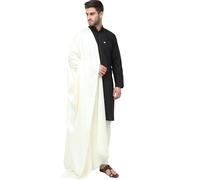 Arvore Bunkaar Plain Woollen Men's Dhariwal Indian Lohi/Shawl with Kullu Border, Cream White, Large