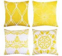 ARVOV Outdoor Waterproof Throw Pillow Covers, Tropical Plants Waterproof Cushion Cover, Waterproof Cushion Case for Outdoor Patio Garden Blench Tent Living Room and Sofa - 18 x 18 Inches (Yellow)