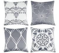 ARVOV Outdoor Waterproof Throw Pillow Covers, Tropical Plants Waterproof Cushion Cover, Waterproof Cushion Case for Outdoor Patio Garden Blench Tent Living Room and Sofa - 18 x 18 Inches (Grey)