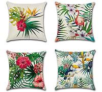 ARVOV Outdoor Waterproof Throw Pillow Covers, Tropical Plants Waterproof Cushion Cover, Waterproof Cushion Case for Outdoor Patio Garden Blench Tent Living Room and Sofa - 18 x 18 Inches