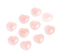 Arwacraft 10 Pcs Natural Polished Love Heart Shaped Healing Palm Rose Quartz Crystal Stone Pink Shiny Carved Reiki Specimens Gemstone (10 Pcs)-B09CB68MMRNAMZ