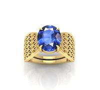 Arwacraft 11.25 Ratti 11.00 Carat Unheated Untreatet A+ Quality Natural Blue Sapphire Neelam Gemstone Gold Plated Ring For Women'S And Men'S (Lab Certified)-B0CVSHXNMRNAMZ