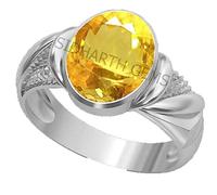 Arwacraft 15.25 Ratti 14.50 Carat Citrine Ring Sunela Certified Natural Original Oval Cut Precious Gemstone Citrine Silver Plated Adjustable Ring-B0CF28SFMRNAMZ