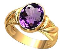 Arwacraft 6.00 Carat Amethyst Purple Crystal Stone Gold Plated Adjustable Ring For Unheated Untreatet For Men And Women By Lab Certified-B0C41FDYMRNAMZ