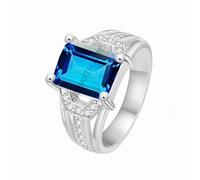 Arwacraft 6.00 Ratti 5.50 Carat Special Quality Blue Topaz Free Size Adjustable Ring Silver Plated Gemstone By Lab Certified For Man Or Women-B0CKBVW4MRNAMZ