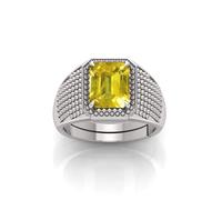 Arwacraft 7.00 Carat Yellow Sapphire Pukhraj Gemstone Silver Plated Ring Adjustable Ring Size 16-22 For Men And Women-B0CV1ZHZMRNAMZ