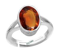 Arwacraft 7.25 Ratti / 6.00 Carat Natural Certified Hessonite/Garnet/Gomed Loose Gemstone Silver Plated Adjustable Ring Sizes Between 15 To 28 For Men'S And Women'S-B08TDY4LMRNAMZ