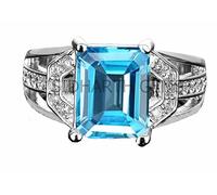 Arwacraft 8.25 Ratti 7.00 Carat Special Quality Blue Topaz Free Size Adjustable Ring Brass Finger Gemstone By Lab Certified(Top Aaa+) Quality For Man Or Women-B0CKN8L4MRNAMZ