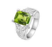 Arwacraft 9.00 Ratti / 8.15 Carat Certified Natural Green Peridot Silver Plated Gemstone Adjustable Ring/Anguthi For Men And Women-B0CK5P7CMRNAMZ