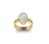 Arwacraft 9.25 Ratti / 8.75 Carat Natural Certified Aa++ Quality Australian White Opal Astrological Purpose Loose Gemstone Panchdhatu Gold Plated Ring For Man And Women-B0BDC3M2MRNAMZ