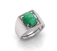 Arwacraft 9.25 Ratti Panna Stone Original Certified Emerald Gemstone Adjustable Woman Man Ring With Lab Certificate(Me) Silver-B0CMHTKZMRNAMZ