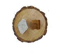 Arwacraft Amazonite + Tiger Eye Aaa Grade Raw Natural Crystal Combo With Wooden Natural Bark Coaster For Healing, Meditation And Manifestation-B0BXM826MRNAMZ