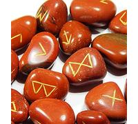 Arwacraft Beautiful Red Jasper Tumble Stone Runes-B09CMMRSMRNAMZ